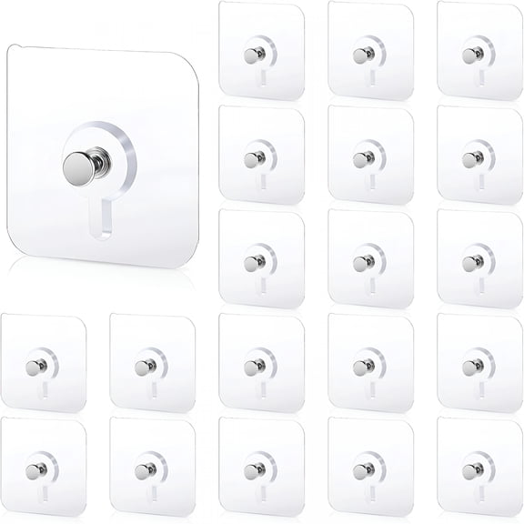 LAMIRO 20 Pcs Self Adhesive Wall Hooks No Drill Hooks for Hanging,No-Trace Sticker Frame Hangers without Nails for Mount Wall Shelf,Heavy Duty Adhesive Wall Hooks for Kitchen,Bathroom