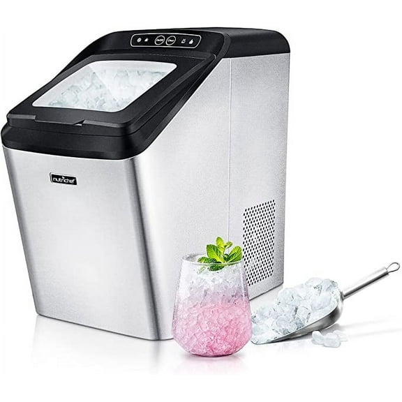 NutriChef 26 lbs Capacity Portable Ice Maker, Stainless Steel