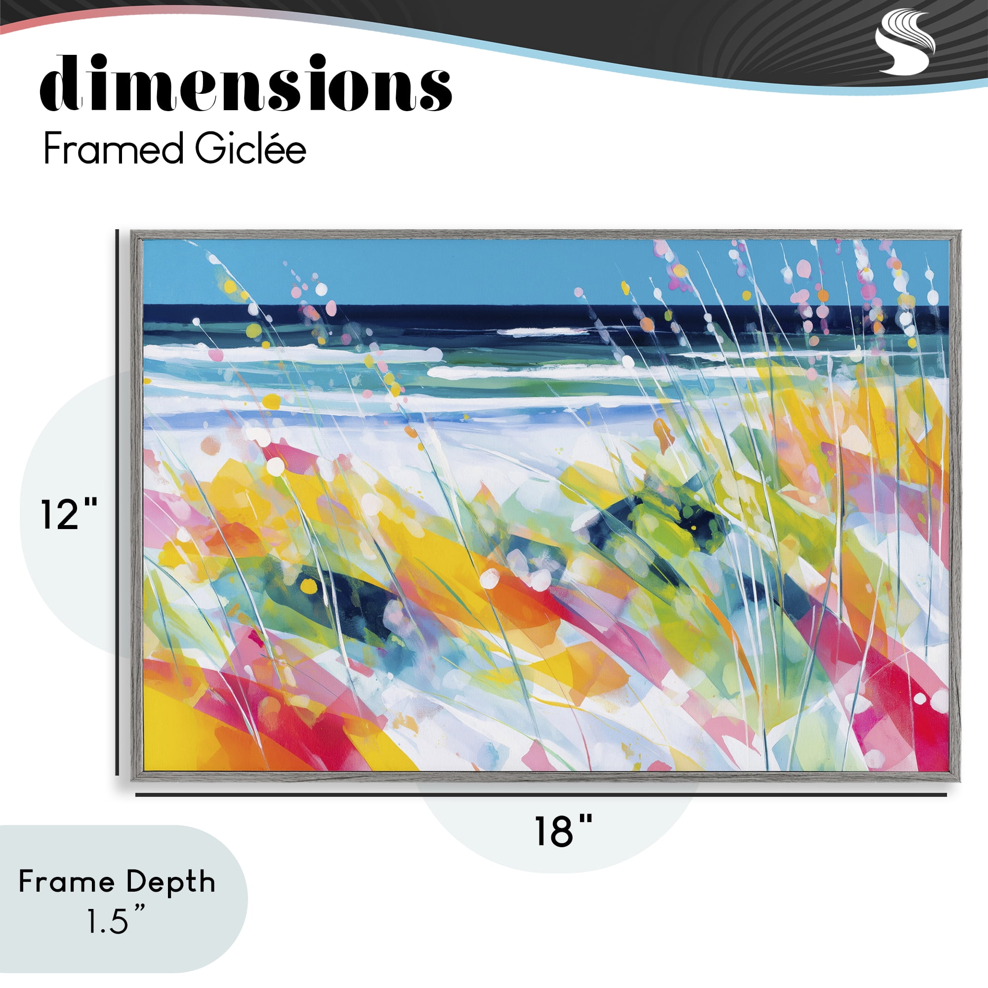 Stupell Industries Sea Oats & Ocean Breeze Abstract Gray Framed Giclee Art, design by Chromatic Storm Studio