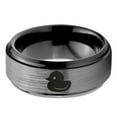 thumbnail image 2 of Tungsten Rubber Ducky Duck Band Ring 8mm Men Women Comfort Fit Black Step Bevel Edge Brushed Gray Polished, 2 of 4