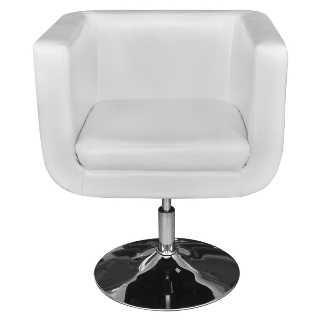 Kepooman Modern Faux Leather Armchair with Chrome Base for Bedroom Living Room, White