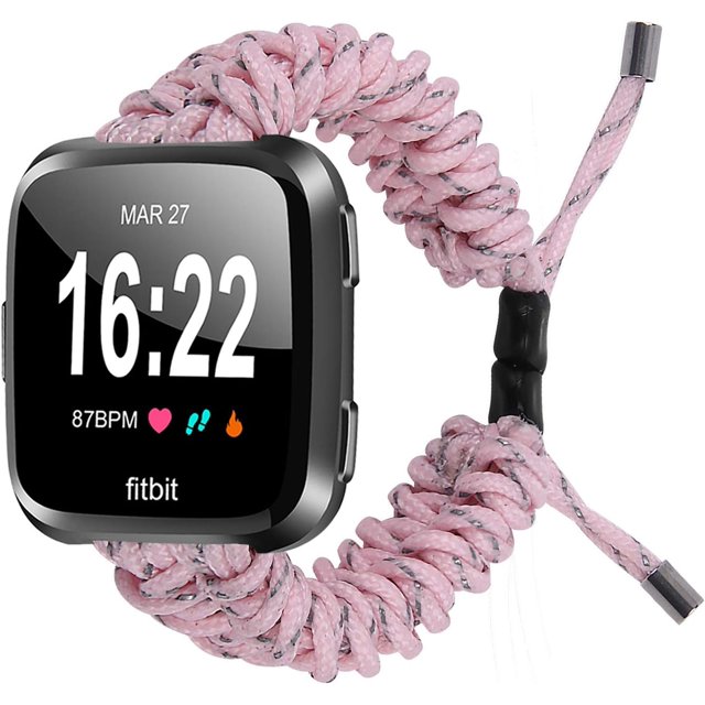 REQO Compatible with Fitbit Versa 2 Bands, Woven Nylon Friendship Rope Outdoor Survival Weave Adjustable Replacement Straps Wristbands Accessories for Versa Lite,Versa 2,SE