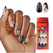 KISS imPRESS Halloween Press On Nails Almond, ‘Haunt Mess’, Black, Medium, 30 Count