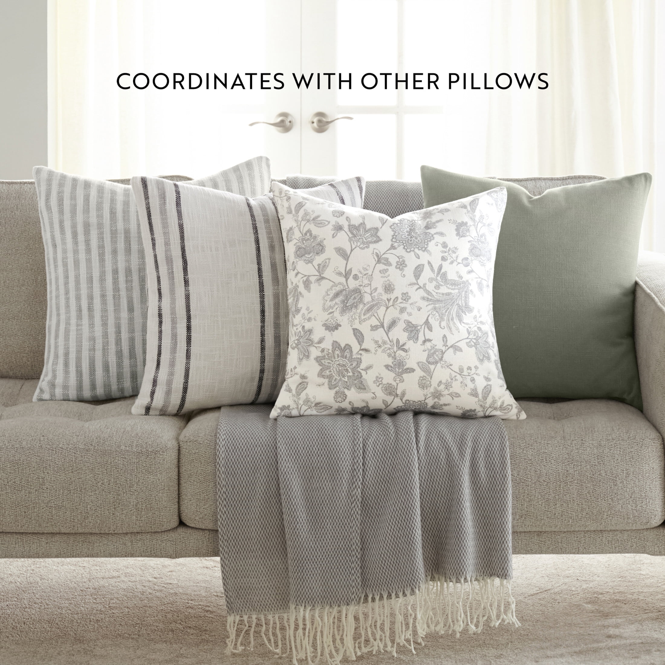 2-Pack Decor Throw Pillows in Yarn-Dyed Bengal Stripe / Yarn-Dyed Framed Stripe Patterns by Comfort Canopy