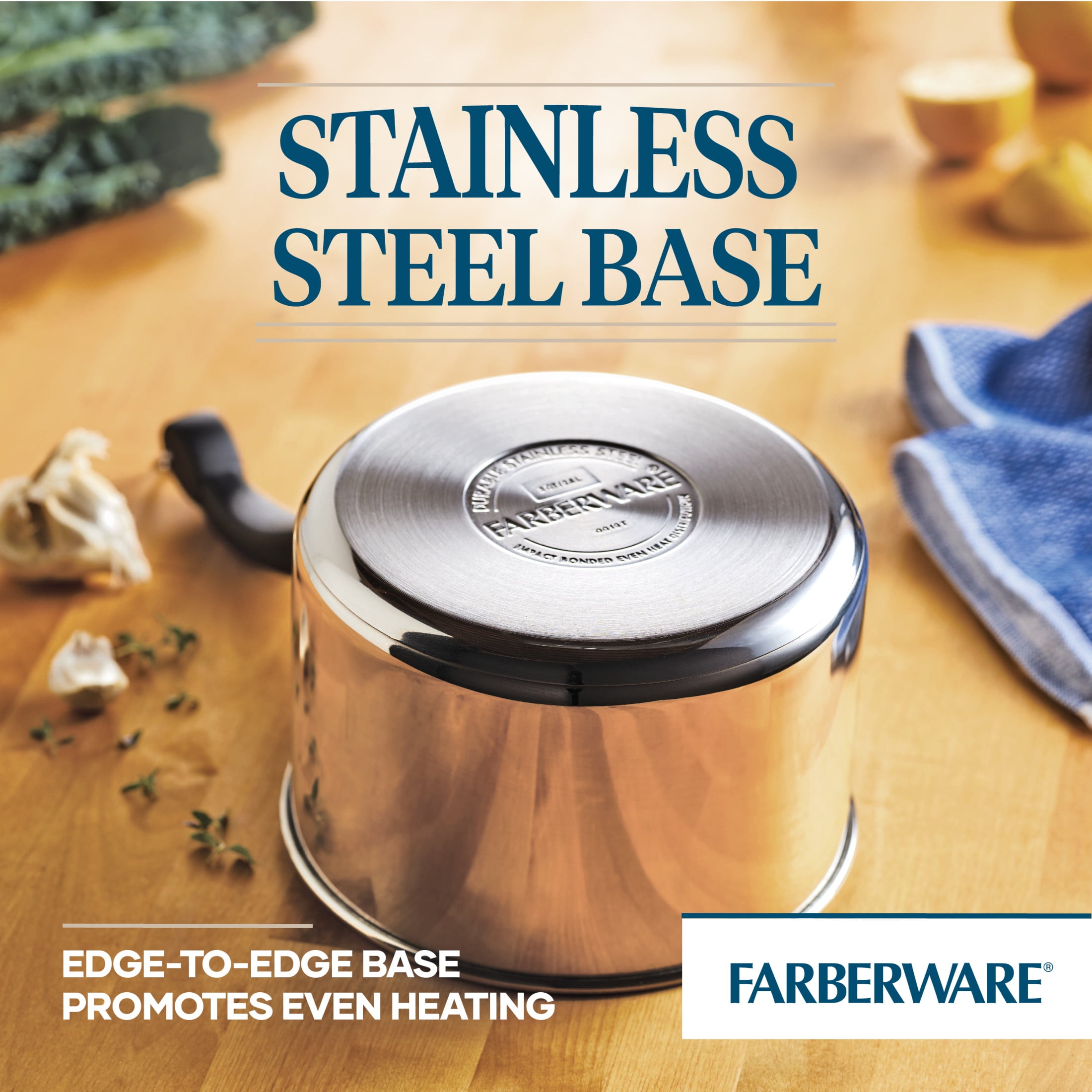 Classic Farberware 1 Qt 18/10 Stainless Impact Bonded Bottom Saucepan Pot  W/ Lid