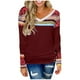 thumbnail image 1 of Blusa cómoda de manga larga con cuello en V y estampado a rayas para mujer Fridja  FKASFK4933, 1 of 5