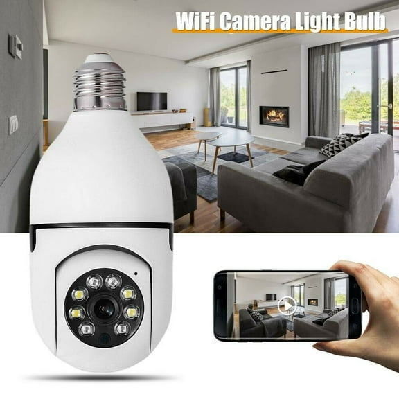 NIFFPD Light Bulb Camera, 360 Panoramic Camera, 2.4GHz WiFi Camera, 2-Way Audio, Motion Detection, Color Night Vision,Remote Access Black