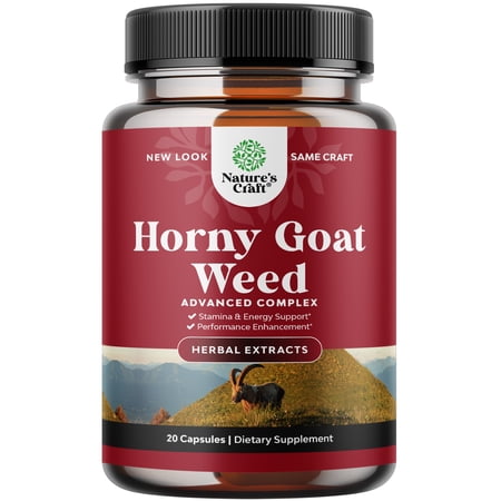 Horny Goat Weed for Male Enhancement - Extra Strength Horny Goat Weed for Men 1590mg Complex with Saw Palmetto L Arginine Panax Ginseng and Tongkat Ali Extract Testosterone Supplement for Men 20ct