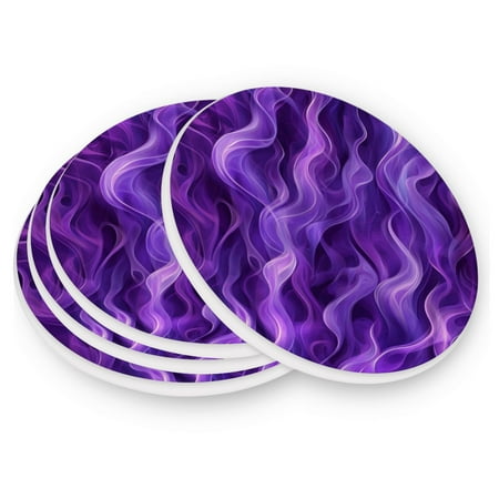 

Round Coasters Modern Style Ceramic Coaster Waterproof and Durable Drink Coaster Coasters set of 4 Customizable Coasters 1pc Purple Flames