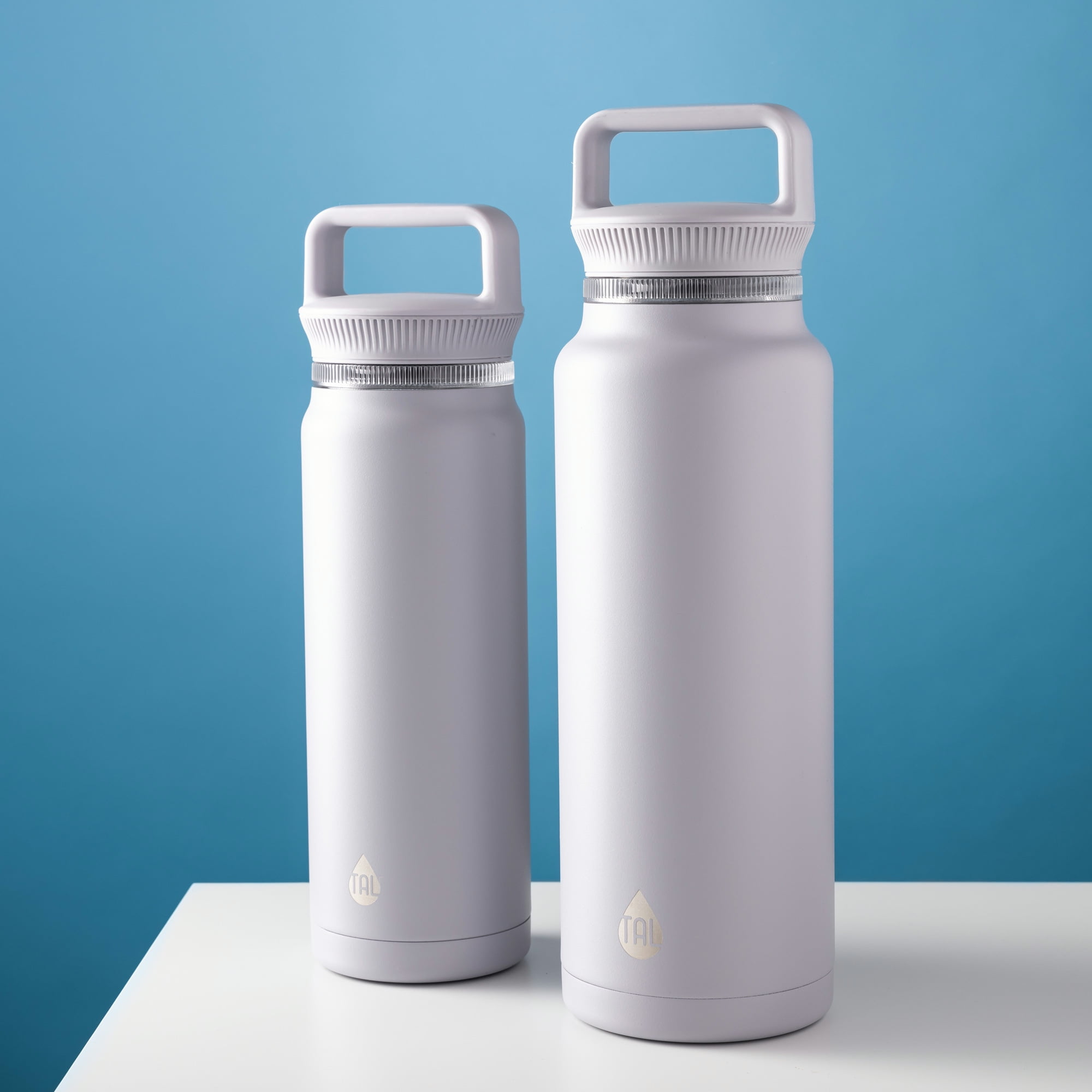 (2 pack) TAL Stainless Steel Everett Water Bottle with Tritan Spout 50oz, Gray Blue