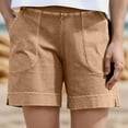 thumbnail image 6 of Comfy Stretch Twill Shorts for Women Casual Summer Shorts Elastic Waist Pull on Denim Jean Shorts Plus Size Khaki 3XL, 6 of 7