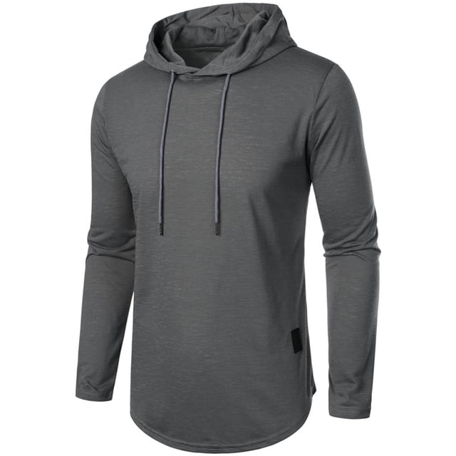 pstuiky camisas de manga larga para hombre, Sudadera con capucha y blusa de manga larga lisa informal para hombre Tops casuales para hombres l
