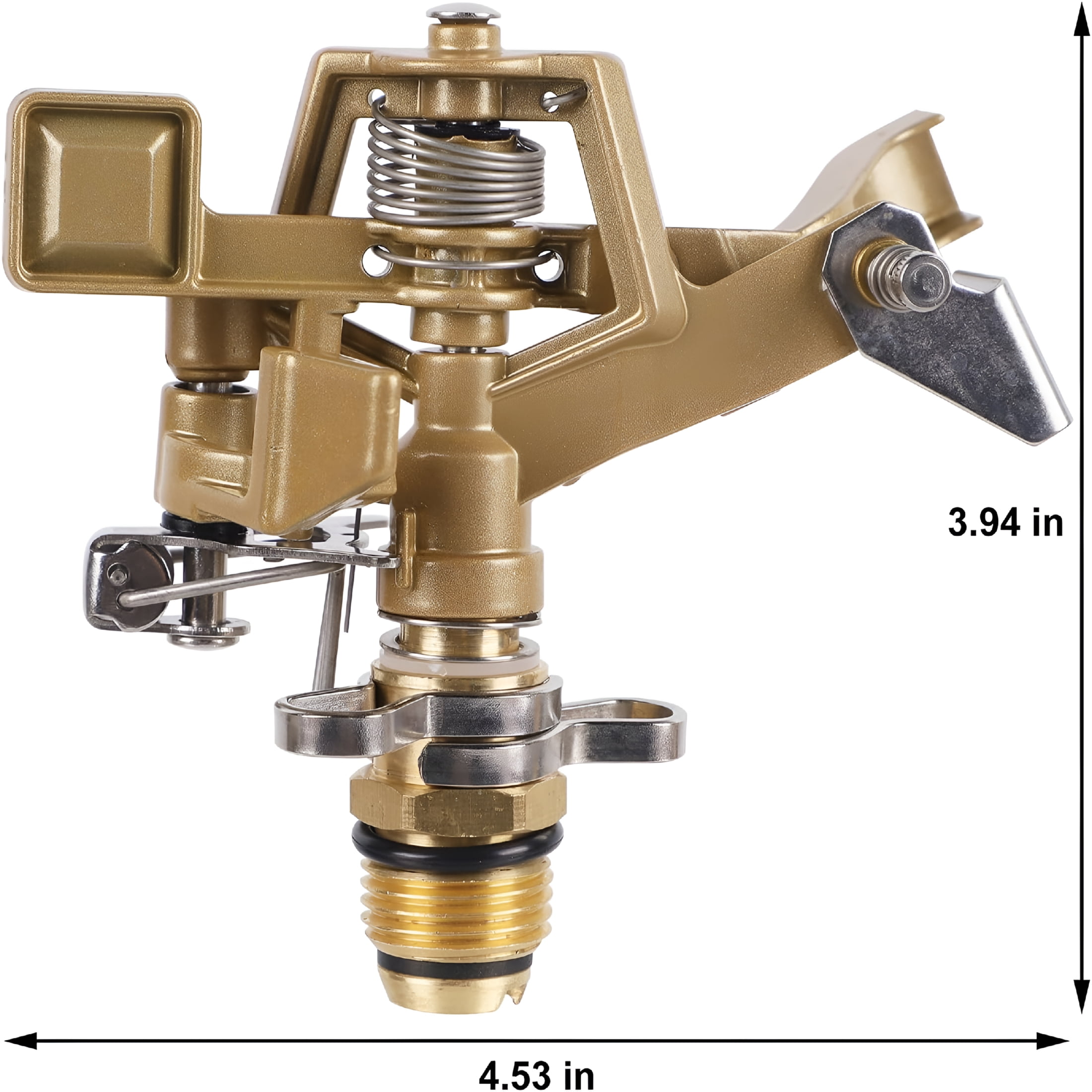 CURYMAY 1/2 Inch Impact Sprinkler 2 Pack, Heavy Duty Zinc Alloy Lawn Sprinkler Head with Nozzle, Adjustable 20-360 Degree Large Coverage Pattern, Watering Sprinkler for Grass Patio Garden Irrigation