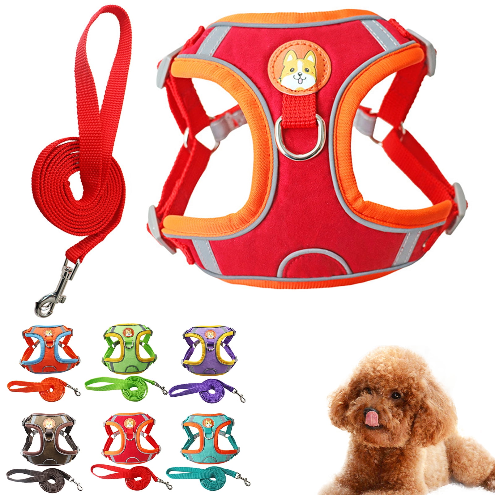 Mesh Padded Dog Harness with Leash Pet Puppy Vest for Small Medium Dogs Walking 
