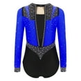 thumbnail image 5 of iixpin Kids Girls Rhinestones Gymnastics Leotard Long Sleeve Figure Skating Bodysuit Lyrical Dancewear Blue 12, 5 of 6