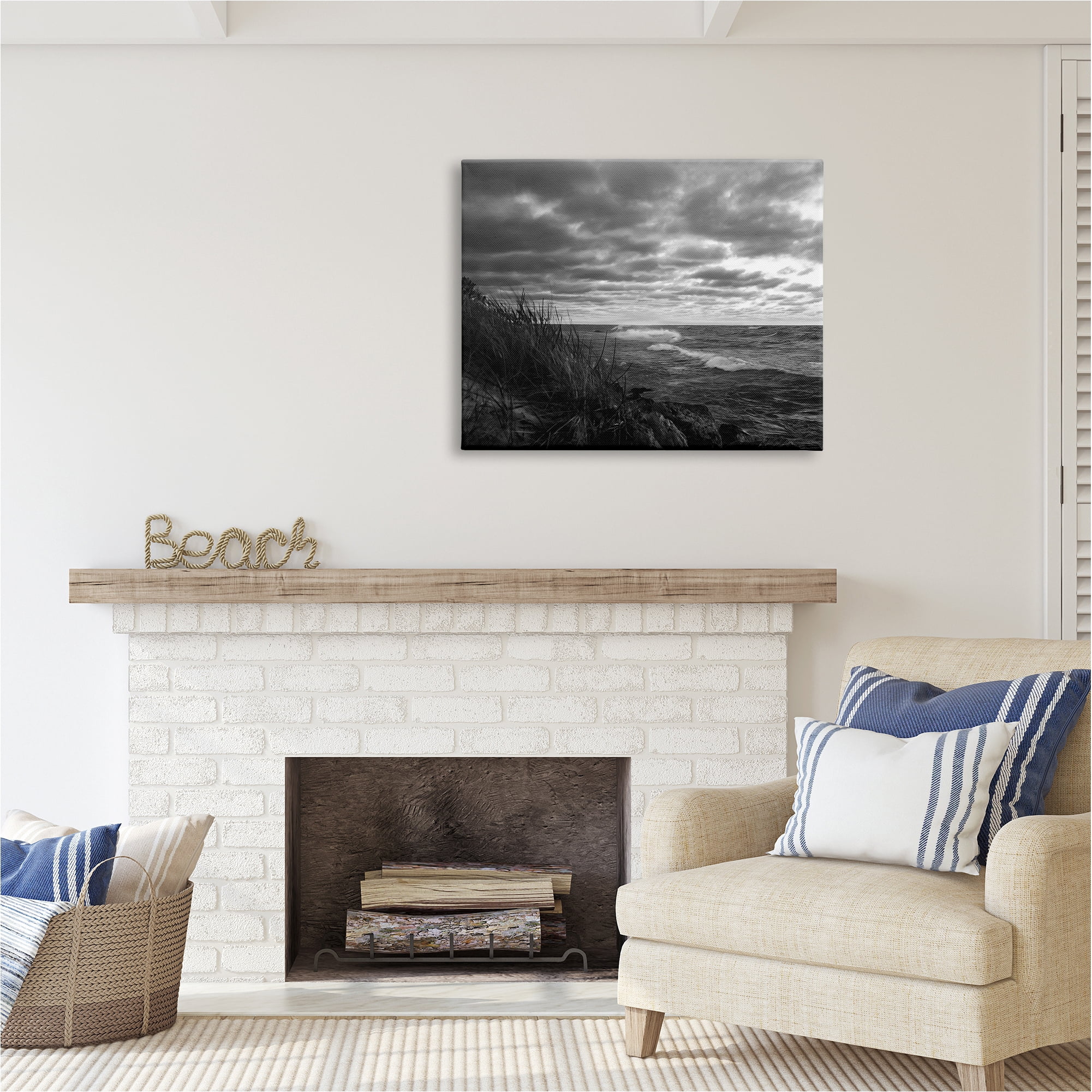 Stupell Industries Stormy Sea Photography Landscape Photography Gallery Wrapped Canvas Art Print Wall Art, 40 x 30