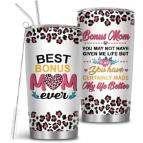 Bonus Mom Gifts, 18/8 Stainless Steel 20 Oz Bonus Mother Tumbler with Brush & Straw, Gift for Stepmom, Step Mama Birthday Present, Mom Gift, Stepmama Present, Gifts for Mothers Day
