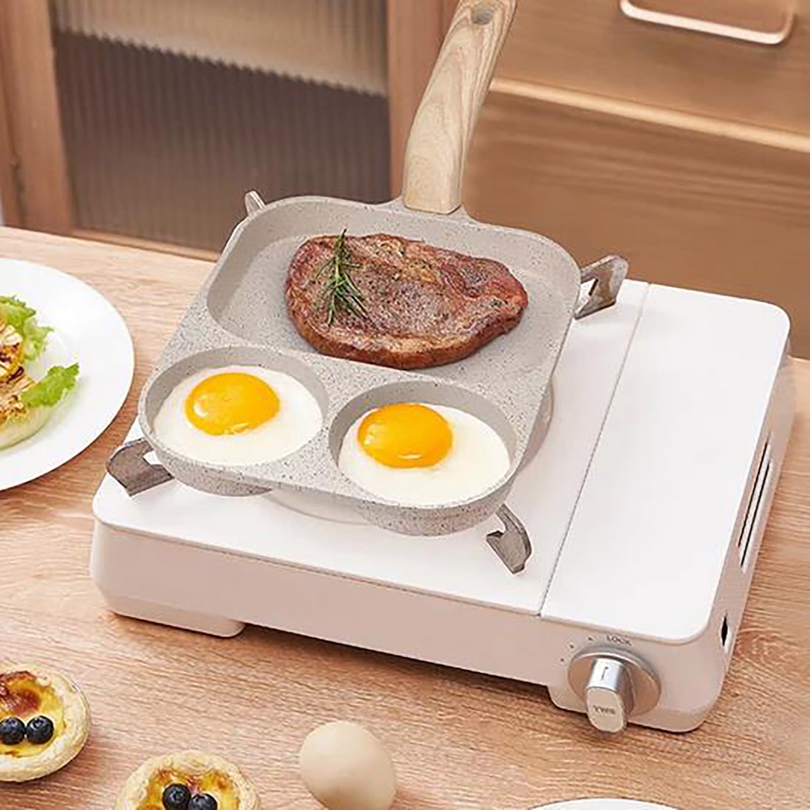 Pxyqht Three In One Frying Pan, Multi-purpose Non Stick Pan, Household Frying Pan, Versatile Cooking Pan, Easy to Clean, Heat Resistant Handle