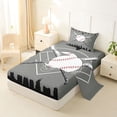 thumbnail image 2 of Erosebridal Baseball Print Boys Twin Sheet Sets, Grey Black Bedding, 3pcs, 2 of 5