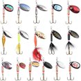 thumbnail image 1 of Juegos de luces intermitentes giratorias, 16 piezas de trabajo de pesca con anzuelos triples, cebos artificiales de lentejuelas para trucha, perca, salmón, lucio, 1 of 7