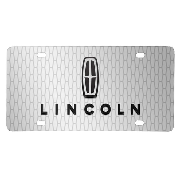 Lincoln 3D Logo on Front Grill pattern 12"x6" Brushed Aluminum License Plate