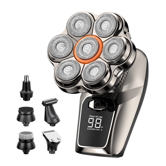 HOOICB Head Shavers for Bald Men, Magnetic 7D Electric Razor with LCD Display, Type-C Rechargeable Wet Dry Bald Head Shaver, Waterproof, Multi-Function Grooming Kit