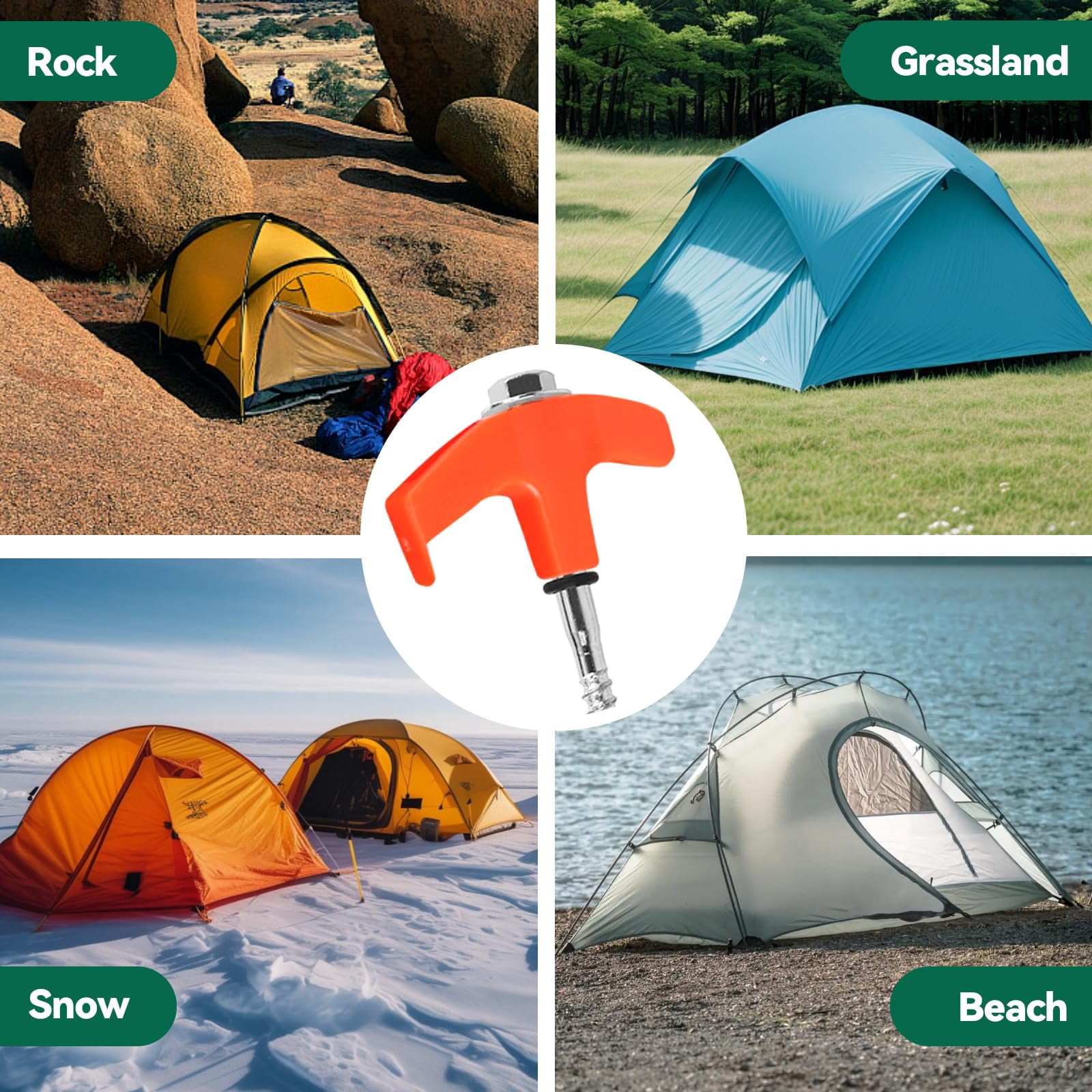 12 Pack 8" Screw in Tent Stakes with Hex Heads – Heavy Duty Stainless Steel Tent Pegs Ground Anchors with Drill Socket for Camping