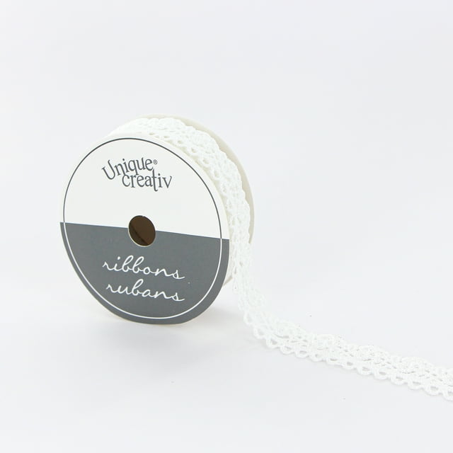 UNIQUE CREATIV, Ribbon, Lace Looped, White, 100% polyester, 19mm x 2.74m (¾" x 3 yds)