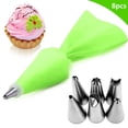 thumbnail image 1 of Xiao Hua Con boquilla de acero inoxidable, accesorios de cocina, convertidor, manga pastelera, glaseado, juego de boquillas para pasteles, herramientas para hornear, 8 piezas (verde), 1 of 5