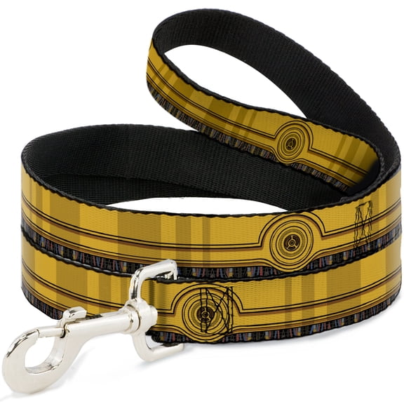 Star Wars Pet Leash, Dog Leash, Star Wars C3PO Wires Bounding Yellows Black Multi Color, 4 Feet Long 0.5 Inch Wide