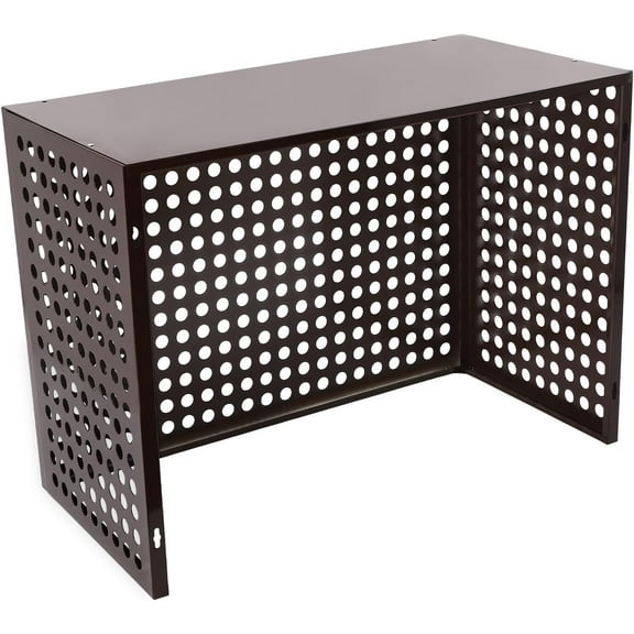 Metal Air Conditioner Fence Privacy Screen Pool Equipment Enclosure Trash Can Panels AC Unit Fence Freestanding Outdoor Privacy Fence Panel 2-3P Air Conditioner Covers (Coffee, Hole)