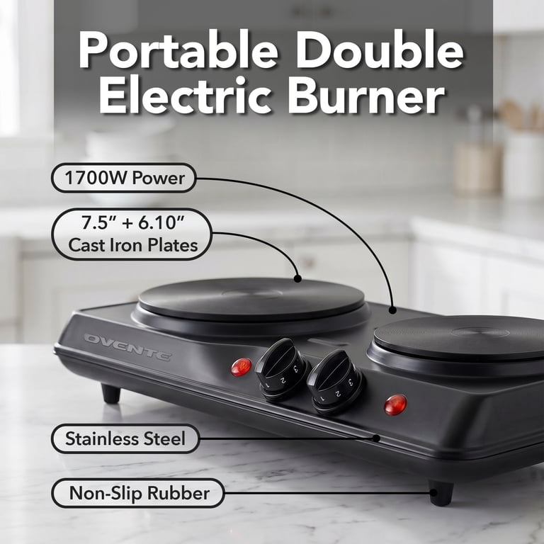Ovente Electric Double Burner Hot Plate, 1700W photo 7