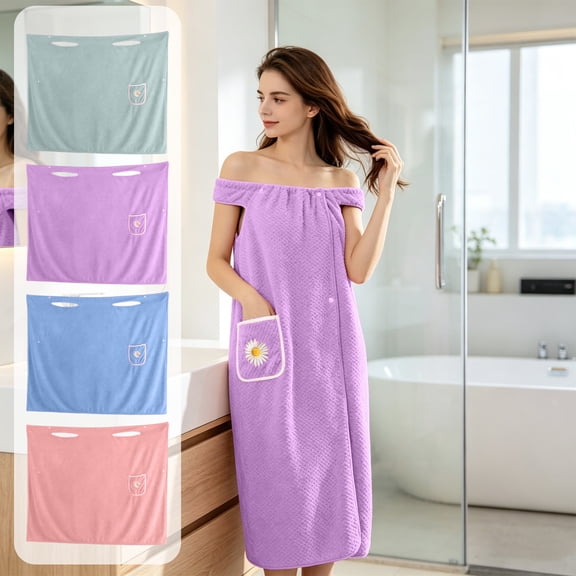 Txlpkdyx Wearable Bath Towel Wrap,Soft Absorbent Microfiber Shower Wrap Skirt with Pocket,for Bathroom,Gym & Travel