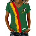 thumbnail image 1 of Women's Germany Football Graphic T-Shirt, Women's V-Neck T-Shirt German Soccer Letter Print Graphic Tee, Casual Fashion Top, Summer Short Sleeve Blouse for Soccer Tournament 2026 Army Green Size: 2XL, 1 of 4