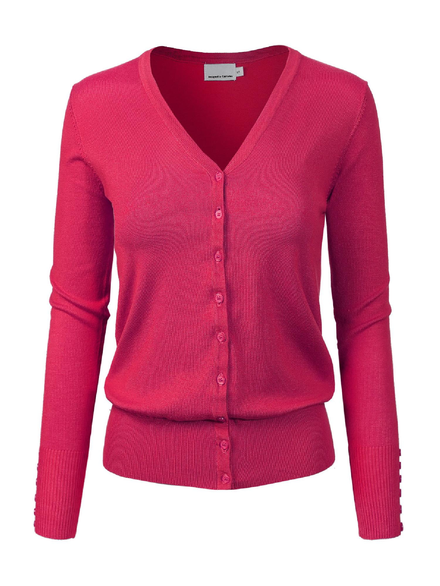 Made by Olivia Women's Classic Button Down Long Sleeve VNeck Soft Knit