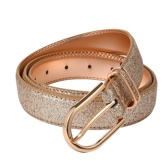 Avaner Women's Sparkly Sequin Thin Belt: Glitter Pin Buckle Waist Belt for Party, Dress, Daily