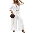 thumbnail image 3 of Female Long Sleeve Beach Shirt Blouses Bathing Suit Cover Up Button Down Collar White XXXL, 3 of 9