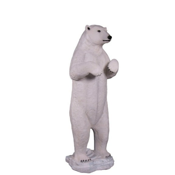 Polar Bear On Base Life Size Statue