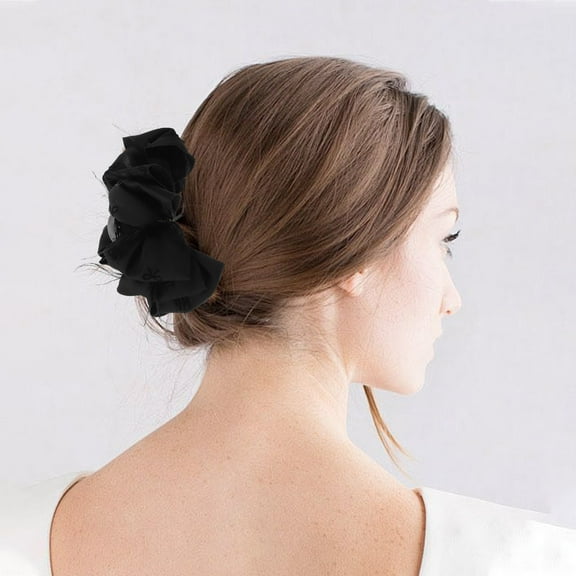 PBPBOX Large Black Bow Hair Claw Clip with Fashionable Bow Shape Comfortable for Various Hairstyles