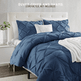 thumbnail image 2 of Pinch Pleat Duvet Cover Set, 3Pc Luxurious Premium Pintuck Style Comforter Cover, 2 of 18