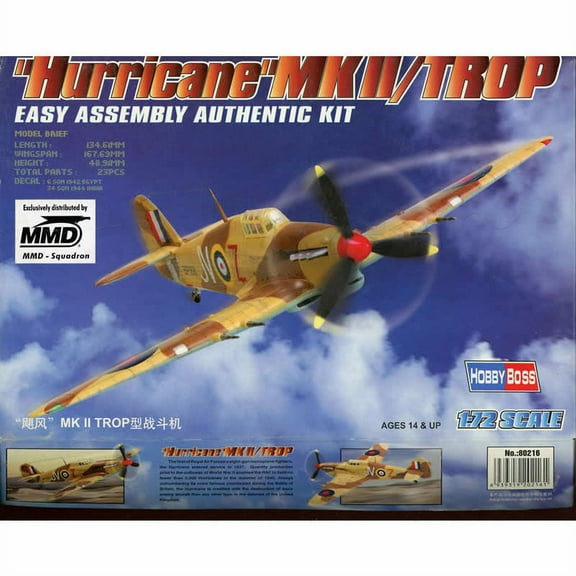Hurricane MkII Tropical 1/72 Scale Plastic Model Kit Hobby Boss