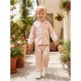 thumbnail image 5 of RUINIXCW Toddler Baby Girl Boy Silk Satin Pajamas Set Kids Spring Fall Winter PJS Set Sleepwear Striped Button Down Collar Long Sleeve Shirt Tops and Pants Set Loungewear Homewear, 5 of 9