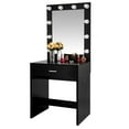 thumbnail image 2 of GoDecor Wood Vanity Table with Warm Lighted Mirror, Dressing Table Bedroom Furniture for Girls Women, 2 of 6