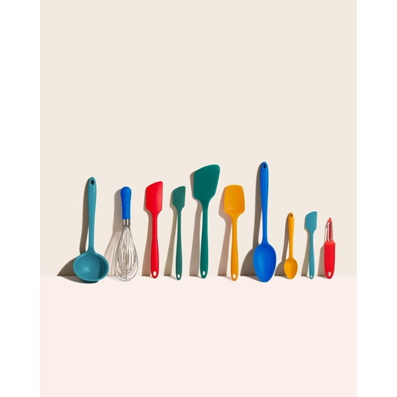 GIR Get It Right 10 Piece Ultimate Silicone Cooking Utensils Set 425°F Heat Resistant Spatula, Ladle, Flip, Spoon, Whisk, Spoonula & Peeler, Madrid