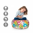 thumbnail image 2 of Floral Storage Toy Bag Chair, Rainbow Colored Vivid Image Sixties Inspired Blooming Nature Symmetrical Pattern, Stuffed Animal Organizer Washable Bag, Large Size, Multicolor, by Ambesonne, 2 of 3
