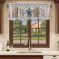 thumbnail image 6 of Texas Star Rustic Curtain Valances for Windows, Kitchen Valance Window Treatments Panel 2 Pack, Country Blue Berry Brown Wooden Plank Rod Pocket Short Curtains for Bathroom Bedroom 54 x 18 Inch, 6 of 8