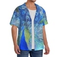 thumbnail image 3 of Kuqiui Peacock Print Men's Button Down Shirts Short Sleeve Casual Shirts Hawaiian Shirts Vacation Wedding Shirts with Pocket-X-Large, 3 of 5