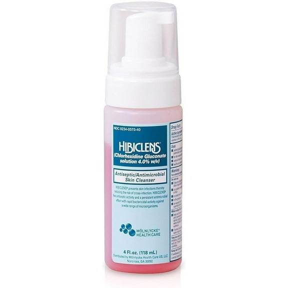 Hibiclens Antiseptic Skin Cleanser & Hand Soap with Foam Pump - Use in Home & Hospitals - Protection from Antibacterial & Antimicrobial Effect - 4% Chlorhexidine Gluconate - 4 oz - Pack of 1