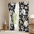 thumbnail image 3 of jejeloiu Rustic Flowers Curtains Pack of 2 (42x84 Each),Vintage Ink Aesthetic Curtains Blackout,White Black Bedroom Curtains For Girls Teens,Microfiber Bedroom Decor, 3 of 6