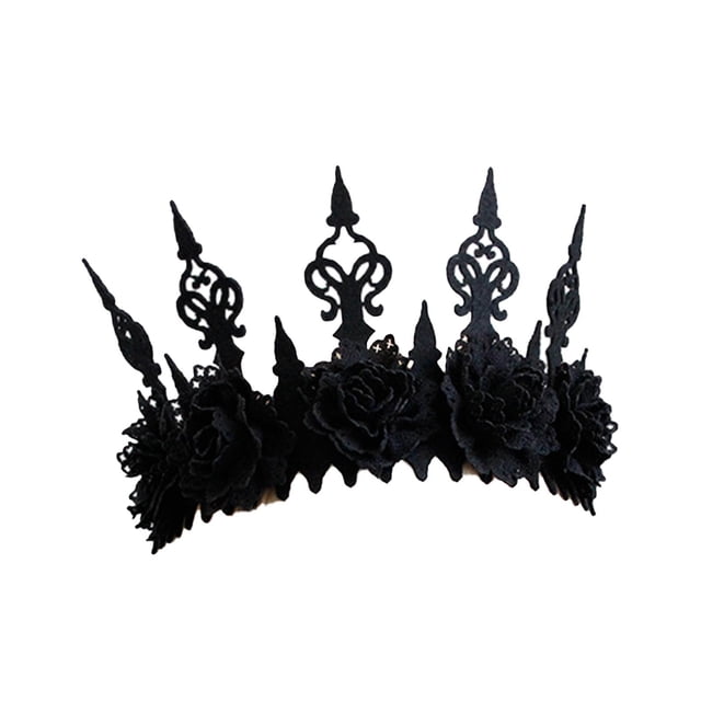 Corona de rosas góticas Tiara de Halloween Diadema Flor Corona de pelo Guirnalda Accesorios para cabeza floral para mujeres Niñas